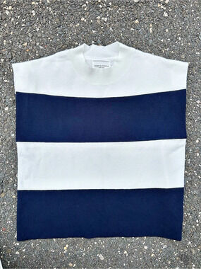 Soho & Stella New York  Color Block Crewneck in White & Blue Sz S